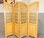 Vintage houten / grenenhout kamerscherm, 4 panel, Huis en Inrichting, Woonaccessoires | Kamerschermen, Ophalen, Tweedehands, Tweedehands
