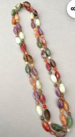 Kleurrijke vintage kralenketting, Sieraden, Tassen en Uiterlijk, Ophalen of Verzenden, Gebruikt, Overige kleuren, Steen of Mineraal