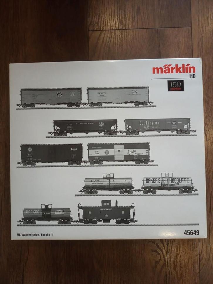 Marklin 45649 - US Wagendisplay "150 Jahre". Mint in box !, Hobby en Vrije tijd, Modeltreinen | H0, Nieuw, Wisselstroom, Märklin
