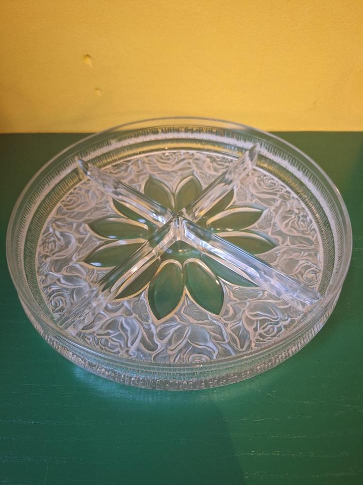 Vier-vaks presenteerschaal van zwaar kristal, Antiek en Kunst, Antiek | Glas en Kristal, Ophalen of Verzenden