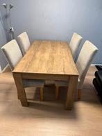 Houten Eettafel met 4 Stoelen, Huis en Inrichting, Ophalen, Gebruikt, 100 tot 150 cm, Eikenhout