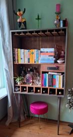 Mooie drankenkast. Staal met hout. Zo goed als nieuw., Huis en Inrichting, Kasten | Boekenkasten, Ophalen, 50 tot 100 cm, Zo goed als nieuw