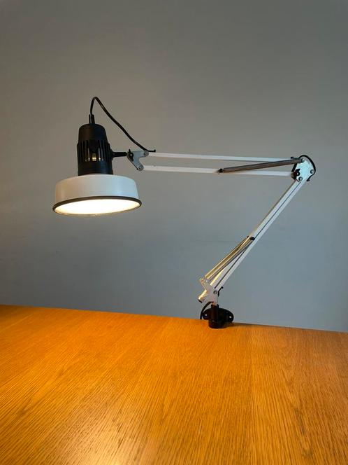 Vintage midcentury architectenlamp - zwart wit 70s design, Huis en Inrichting, Lampen | Tafellampen, Zo goed als nieuw, 50 tot 75 cm