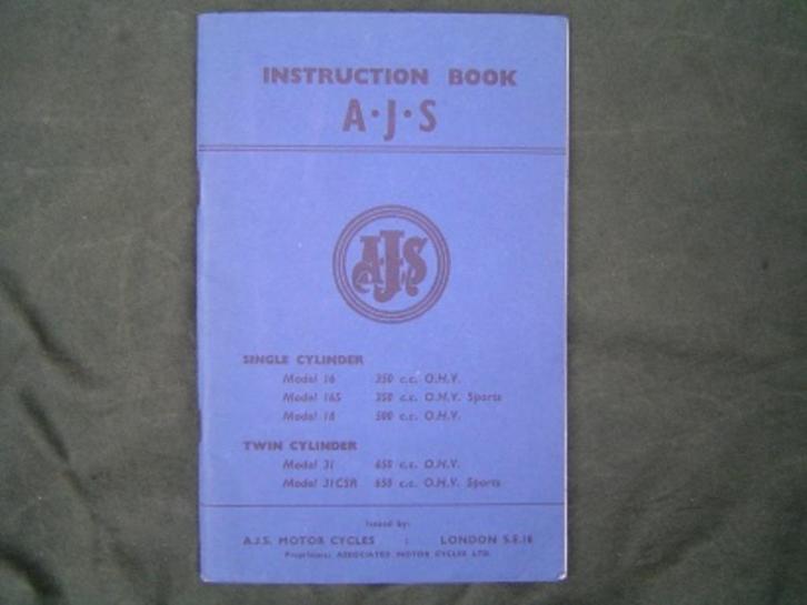AJS model 16 , 18 31 31CSR  motorcycle instruction book, Motoren, Handleidingen en Instructieboekjes, Overige merken, Ophalen of Verzenden