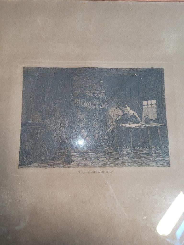 Interieur met een vrouw bij de openhaard 1852 - 1898, Ophalen of Verzenden