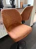 2 barkrukken cognac, Huis en Inrichting, Ophalen, In hoogte verstelbaar, 60 tot 90 cm, Zo goed als nieuw