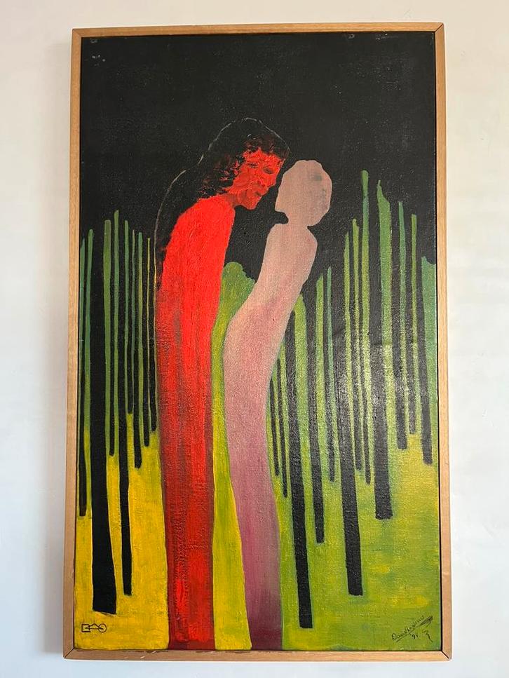 Schilderij olieverf op doek, Antiek en Kunst, Kunst | Schilderijen | Abstract, Ophalen