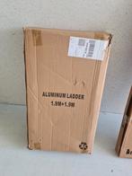 Aluminium Ladder 1.9m + 1.9m - Nieuw in doos!, Doe-het-zelf en Verbouw, Ladders en Trappen, Ophalen, Nieuw, Ladder, Opvouwbaar of Inschuifbaar