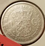 Schaarse gulden 1911 van koningin wilhemina opgestoken haar, Postzegels en Munten, Munten | Nederland, 1 gulden, Zilver, Ophalen of Verzenden