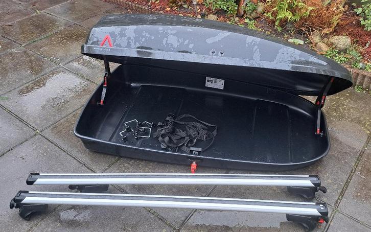 Dakkoffer inclusief dakdragers + dakfietsdrager, Auto diversen, Dakkoffers, Zo goed als nieuw, Ophalen
