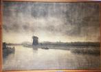 P.J. Mak, prent van molengezicht met waterboezem., Antiek en Kunst, Ophalen of Verzenden