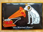 Groot emaille reclamebord "His Master's Voice" 60x40cm, Ophalen of Verzenden, Zo goed als nieuw, Reclamebord