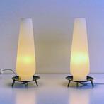 set vintage design LAMPEN bedlampjes opaalglas Mid Century, Huis en Inrichting, Lampen | Tafellampen, Gebruikt, Ophalen of Verzenden
