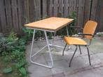 Industrieel buro met burostoel hout metaal retro, Ophalen, Gebruikt, Bureau