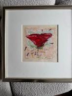 Zeefdruk met rode bloem, Antiek en Kunst, Kunst | Etsen en Gravures, Ophalen of Verzenden