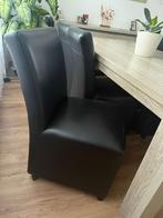 Leren stoelen op wielen set van 6, Huis en Inrichting, Stoelen, Ophalen, Zwart, Leer, Zo goed als nieuw