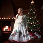 Handgemaakte kerst rok cirkelrok swingrok hergebruik XS-L, Kleding | Dames, Rokken, Maat 38/40 (M), -, Wit, -