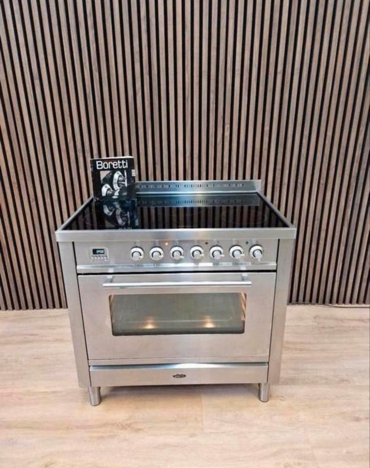 Mooie RvS Boretti Inductie Fornuis 90 cm (Gratis bezorgen), Witgoed en Apparatuur, Kookplaten, Zo goed als nieuw, Vrijstaand, Inductie