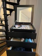 ikea Malm ladekast 6 lades zwart met spiegelglas sieradenvak, Ophalen, Ikea, modern, Minder dan 50 cm, Gebruikt