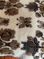 Vintage roomwit bruin deken lamswol merino 2x2, Huis en Inrichting, Slaapkamer | Beddengoed, Verzenden, Gebruikt, Tweepersoons