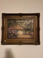 Schilderij: Boerderijtje met bloemen, Antiek en Kunst, Kunst | Schilderijen | Klassiek, Ophalen