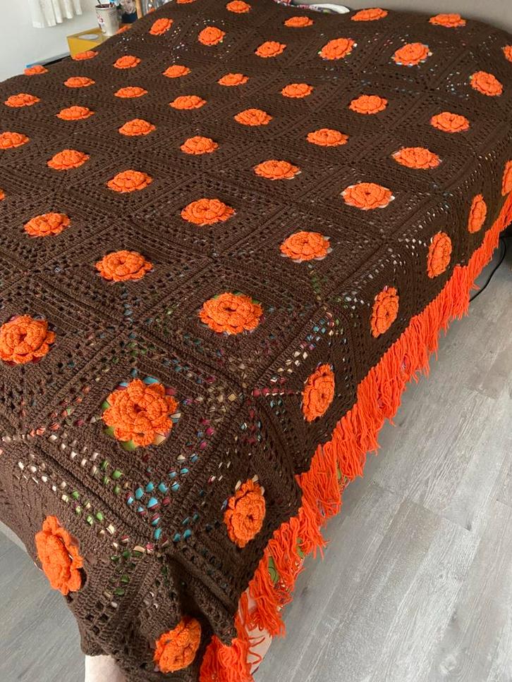 Vintage handgemaakte sprei, Antiek en Kunst, Antiek | Kleden en Textiel, Ophalen of Verzenden
