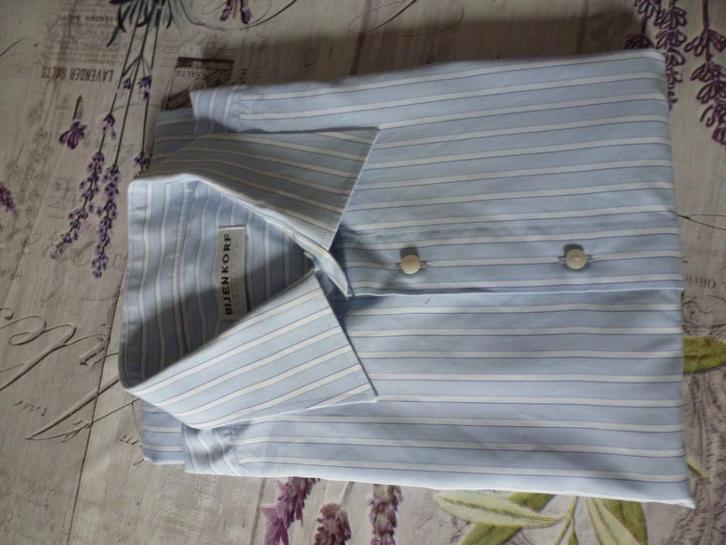 7 - Blouse l. mouwen  Bijenkorf - 43 Blauw, Kleding | Heren, Overhemden, Nieuw, Halswijdte 43/44 (XL), Blauw, Ophalen of Verzenden