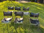 Zes Vintage 70s Martin visser buisframe tuigleer stoelen, Huis en Inrichting, Stoelen, Ophalen, ., Zwart, Martin Visser