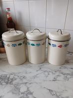 Set 3 boerenbont voorraad blikken., Ophalen, Gebruikt, Overige materialen, Pot, Bus of Blik