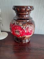 Vintage Scheurich keramiek vaas bloemen rood bruin, Antiek en Kunst, Ophalen of Verzenden