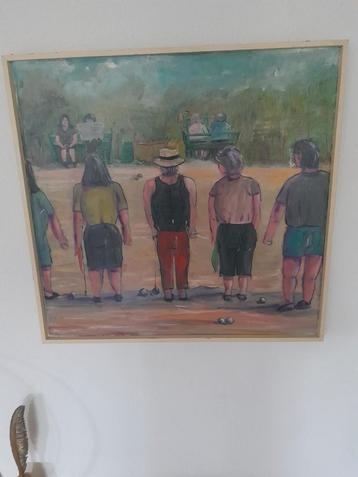 Schilderij: Jeu de boules spelers in het park beschikbaar voor biedingen