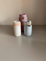 Set van 3 kleine vaasjes, Ophalen of Verzenden, Zo goed als nieuw, Glas, Minder dan 50 cm