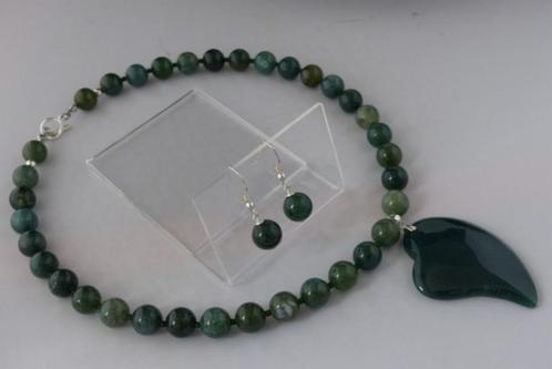 MOSAGAAT ketting/oorhanger-set, Sieraden, Tassen en Uiterlijk, Kettingen, Nieuw, Zilver, Met edelsteen, Met hanger, Verzenden