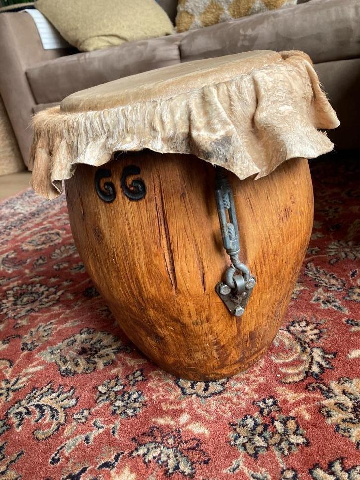 Handgemaakte houten trommel – natuurlijk vel, Muziek en Instrumenten, Percussie, Gebruikt, Trommel, Ophalen of Verzenden