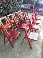 VINTAGE HOUTEN KLAPSTOELEN 2 SETS VAN 4 STUKS, Huis en Inrichting, Stoelen, Ophalen, Inklapbaar en stapelbaar, Bruin, Zo goed als nieuw