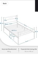 Wit metalen bedframe 90x190, 90 cm, Eenpersoons, Wit, Zo goed als nieuw