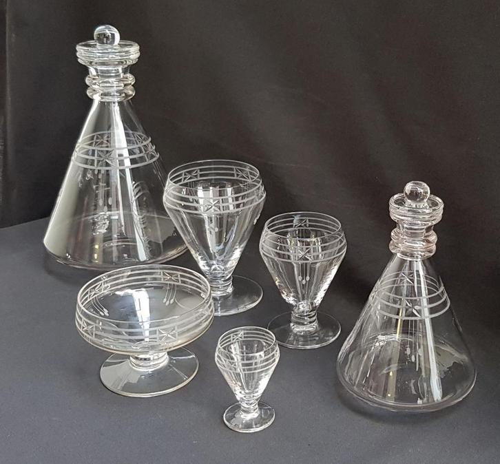 Jugendstil Drinkservies - glazen en karaffen - 43 stuks !, Antiek en Kunst, Antiek | Glas en Kristal, Ophalen of Verzenden