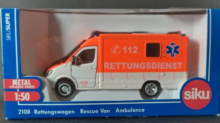 Mercedes Benz Ambulance 112 1:50 Siku Pol, Hobby en Vrije tijd, Modelauto's | 1:50, Nieuw, Bus of Vrachtwagen, SIKU, Ophalen of Verzenden