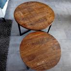Salon tafels mango hout, Huis en Inrichting, Tafels | Salontafels, 50 tot 100 cm, Minder dan 50 cm, Rond, Gebruikt