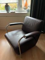 Leolux Scylla Fauteuil - Donkerbruin Leer, Huis en Inrichting, Fauteuils, Ophalen, Gebruikt, 75 tot 100 cm, Leer