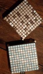 Retro mozaiek onderzetters vintage bruin blauw @DOC61, Ophalen of Verzenden, Gebruikt, Pot of Pan