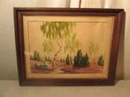 Mooi Oud Aquarel 'Bomen en Heide' - gesigneerd, Ophalen of Verzenden