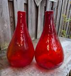 Handgeblazen Rode Vazen - 35cm, Ophalen of Verzenden, Minder dan 50 cm, Rood, Glas