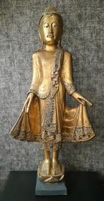 Boeddha hout met bladgoud en spiegeltjes (80 cm), Ophalen of Verzenden, Zo goed als nieuw