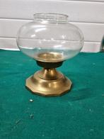 Kandelaar messing en glas, Ophalen of Verzenden