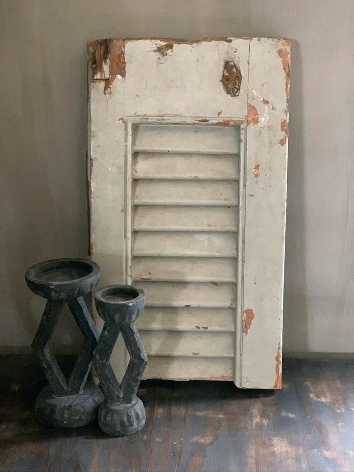 Landelijk sober houten louvre luikje grijs, Huis en Inrichting, Woonaccessoires | Kamerschermen, Gebruikt, Ophalen of Verzenden