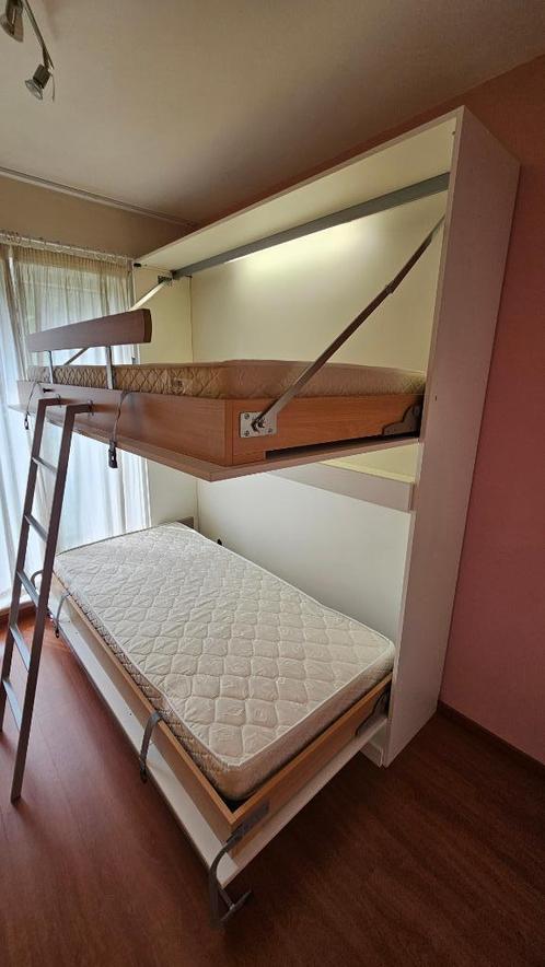 2 enkele opklapbedden in kastmeubel, Huis en Inrichting, Slaapkamer | Bedden, Zo goed als nieuw, Tweepersoons, 90 cm, 200 cm, Hout