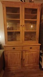 Teak houten kast met glazen deuren, Huis en Inrichting, Kasten | Buffetkasten, Ophalen, Gebruikt, 100 tot 150 cm, 200 cm of meer