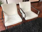 2 Harvink wit leren Oscar design fauteuils vintage, Huis en Inrichting, Fauteuils, Verzenden, Gebruikt