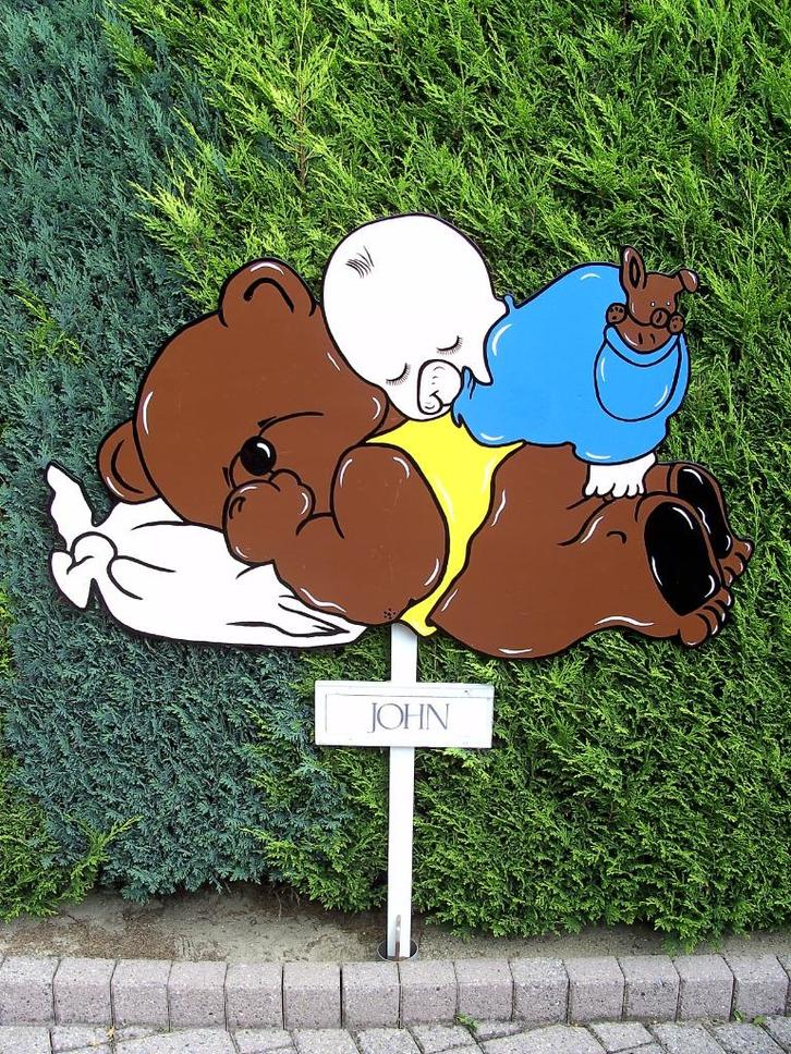 Geboorteborden o.a. Geboortebord baby met bruine beer., Kinderen en Baby's, Kraamcadeaus en Geboorteborden, Nieuw, Geboortebord